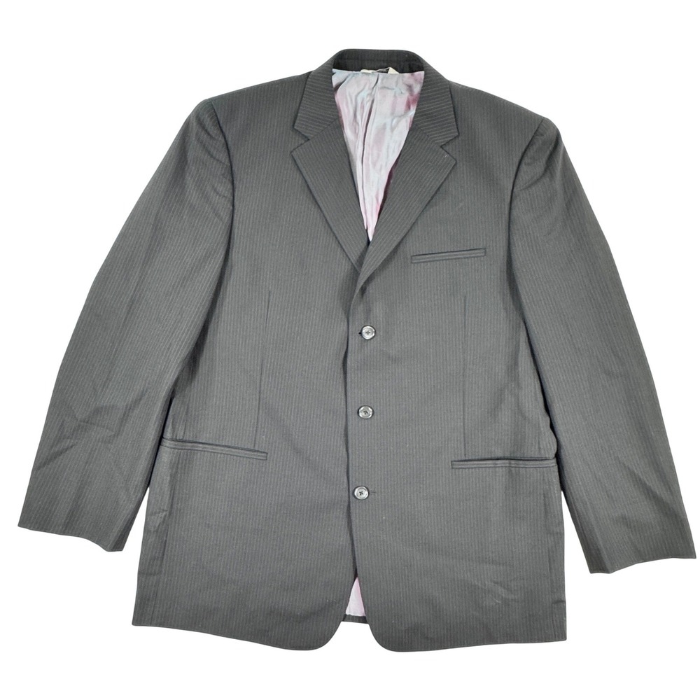 Wilke Rodriguez Mens Dark‎ Gray Pinstripe Wool Blend Suit Jacket Blazer 48 Long